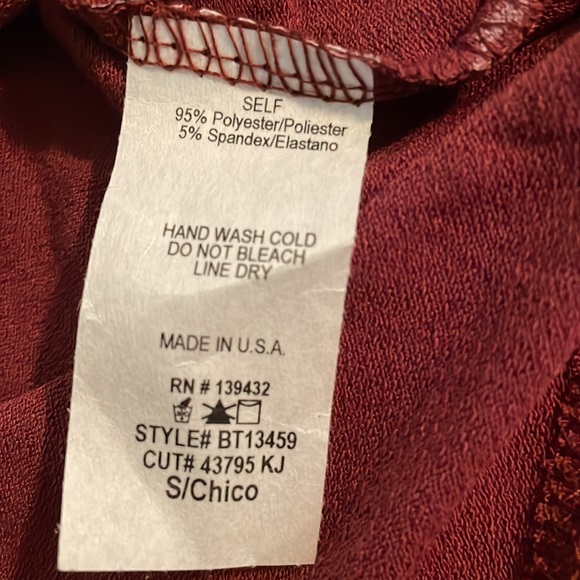 Handkerchief Style Short Sleeve Crop Top * Burgundy *‎ Papermoon * Size Small - Picture 7 of 14